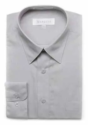 Мужская однотонная серая классическая рубашка из смесового хлопка Marquis