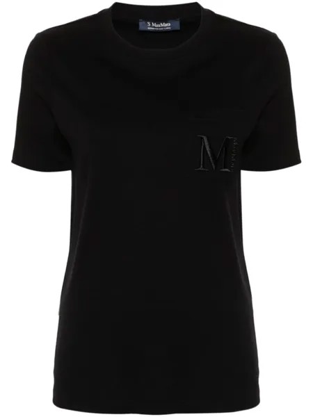 'S Max Mara футболка из хлопка с вышитым логотипом, черный