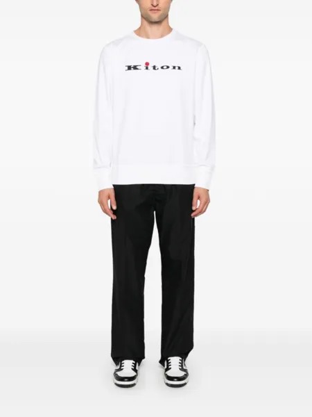 Kiton толстовка с прорезиненным логотипом, белый