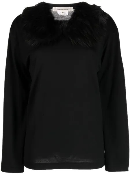 Comme Des Garçons лонгслив с меховым воротником, черный