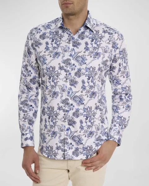 Мужская спортивная рубашка из хлопка и стрейча Sea Bloom Robert Graham, цвет Multi