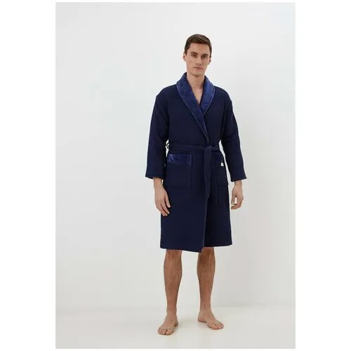 Халат Sofi De MarkO, длинный рукав, банный халат, пояс/ремень, размер S, синий