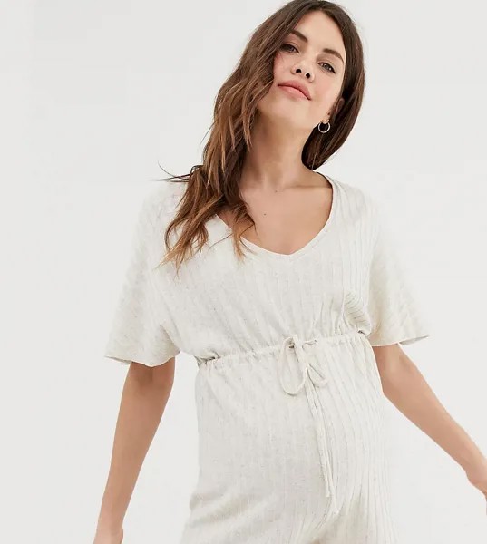 Ромпер для дома в рубчик ASOS DESIGN Maternity-Кремовый