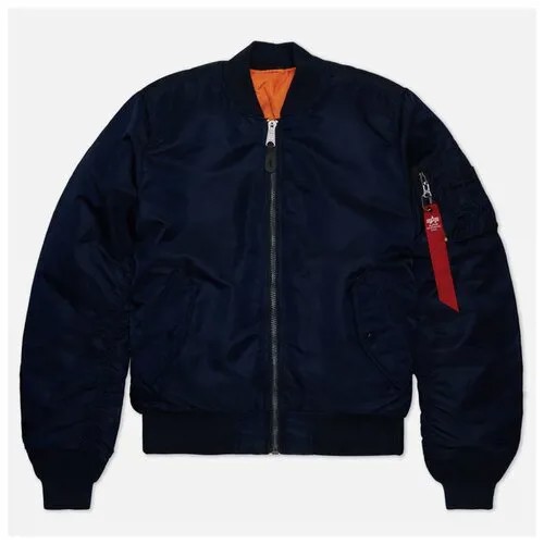 Бомбер ALPHA INDUSTRIES, силуэт полуприлегающий, подкладка, размер S, синий