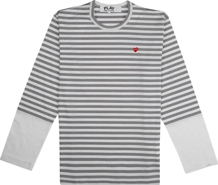 Футболка Comme des Garçons PLAY Striped Long-Sleeve T-Shirt 'Grey/White', серый