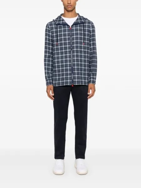 Kiton толстовка с капюшоном в клетку Мадрас, синий