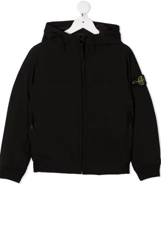 Stone Island Junior куртка с капюшоном и нашивкой-логотипом