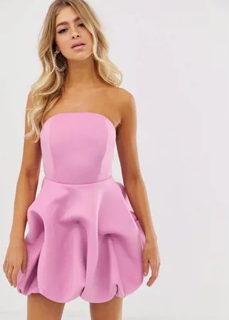 Платье-бандо мини с пышной кромкой ASOS DESIGN-Фиолетовый