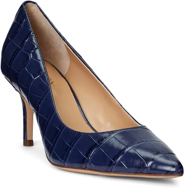 Туфли Lanette Crocodile Embossed Leather Pumps LAUREN Ralph Lauren, цвет Refined Navy