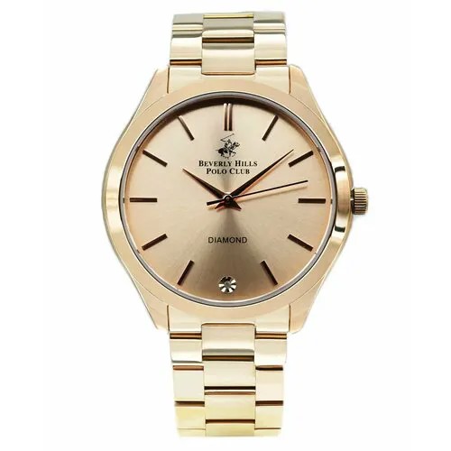 Наручные часы Beverly Hills Polo Club Американские женские часы с минеральным стеклом Beverly Hills Polo Club BP3365C.410 с гарантией, черный, золотой