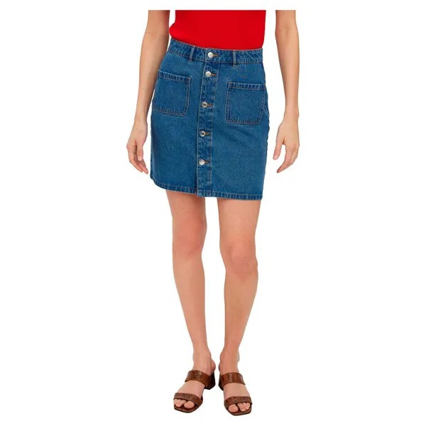 Юбка Vero Moda Harper Skater Pock High Waist Short Denim, синий