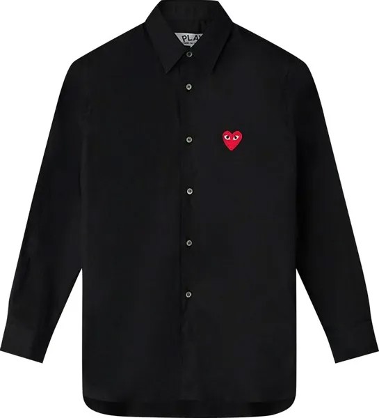 Рубашка Comme des Garçons Long-Sleeve Woven Button Down Shirt With Red Heart 'Black', черный