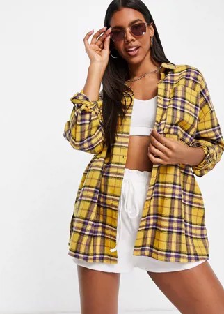 Желтая рубашка в стиле oversized в клетку I Saw It First-Желтый