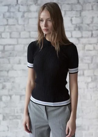 Джемпер с коротким рукавом из фактурного трикотажа VASSA&Co