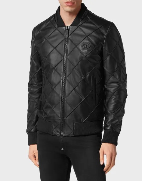 Кожаный бомбер Philipp Plein, черный