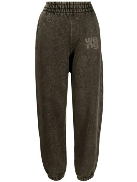 Alexander Wang махровые брюки с тисненым логотипом, серый
