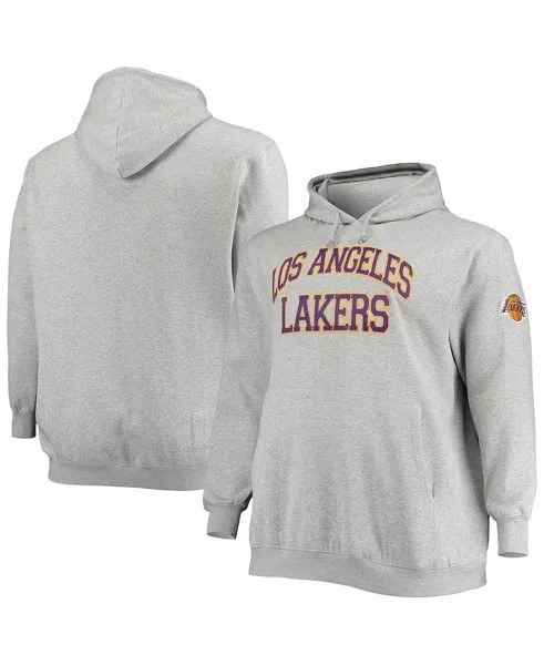 Толстовка с капюшоном мужская heather grey los angeles lakers hardwood classics big and tall throwback pullover Mitchell & Ness, мульти