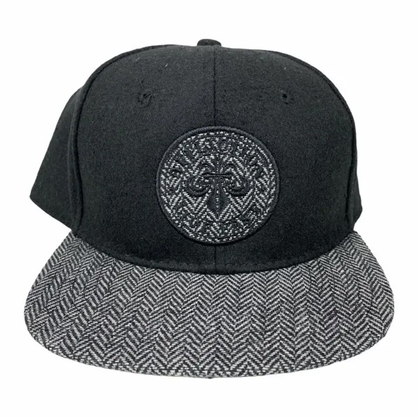 Фетровая шляпа с кнопками New Affliction с плоскими полями, черная, серая регулируемая надпись с логотипом