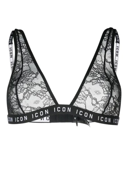 Dsquared2 кружевной бюстгальтер Icon с треугольными чашками, черный