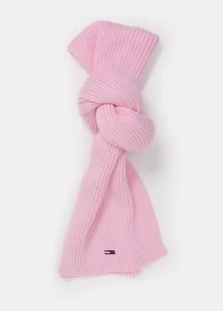 Розовый шарф в рубчик Tommy Jeans