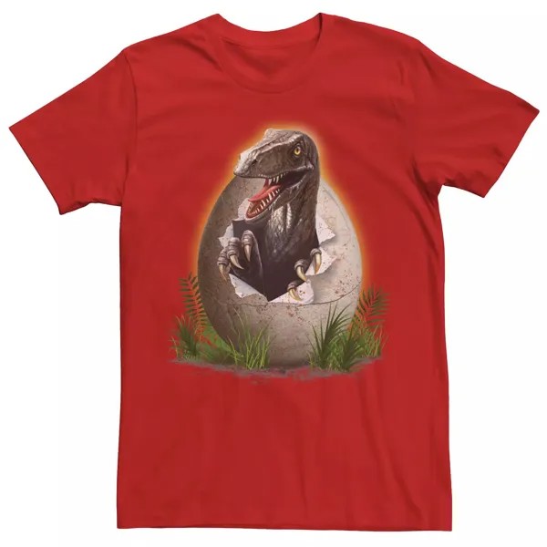 Мужская футболка с рисунком «Парк Юрского периода Raptor Breaking The Egg» Jurassic World, красный