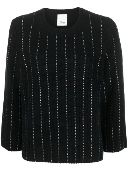 Allude джемпер в рубчик со стразами, черный