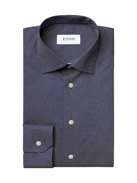 Классическая рубашка современного кроя в фирменный горошек Eton, синий