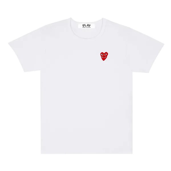 Футболка Comme des Garçons PLAY Double Heart T-Shirt 'White', белый