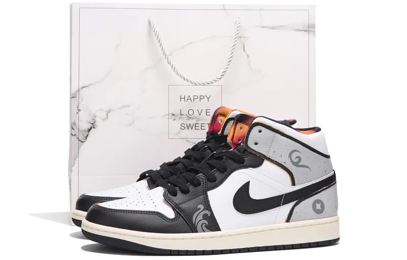 Кроссовки Air Jordan 1 Vintage Basketball Shoes Men Mid-top Gray, серый