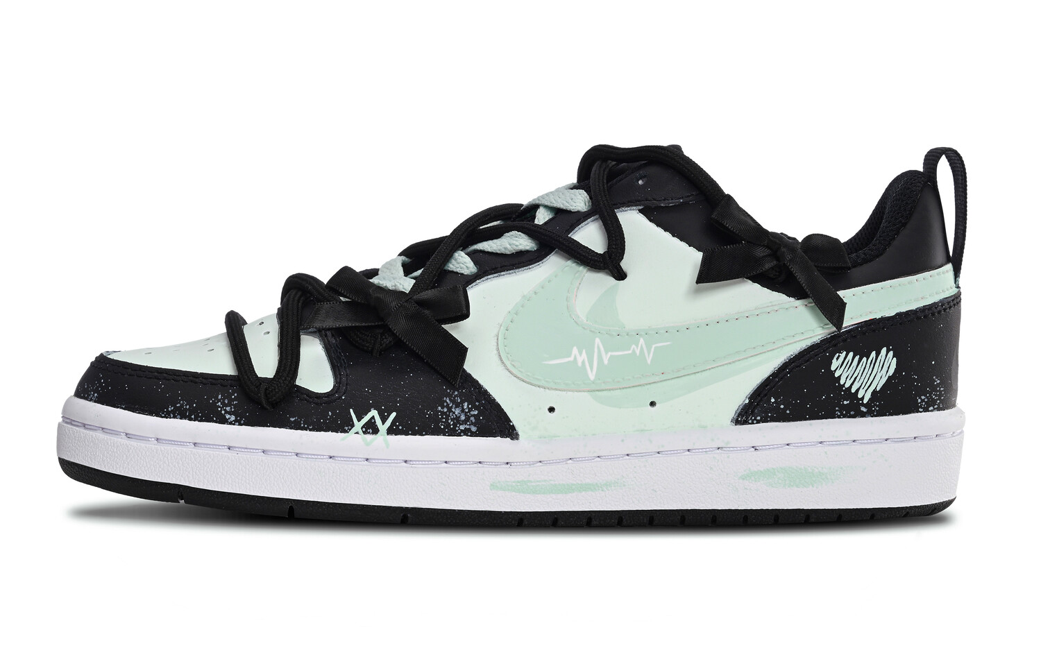 Кроссовки Nike Court Borough Skateboarding Shoes Women's Low-top Black/green, зеленый