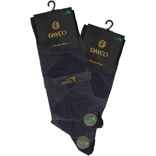 Носки Dayco мужские, комплект носков - 2 пары, бамбук, серые, рисунок — 