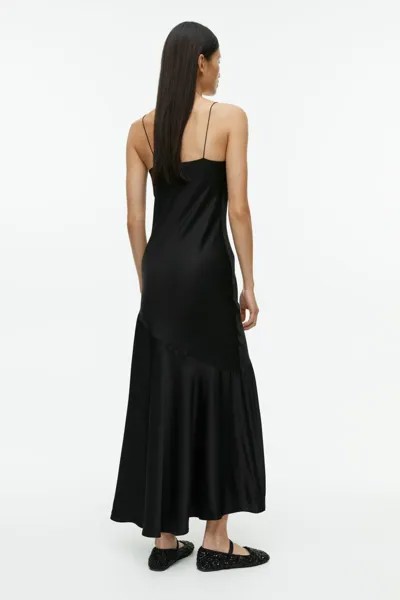 Атласное платье макси H&M, черный