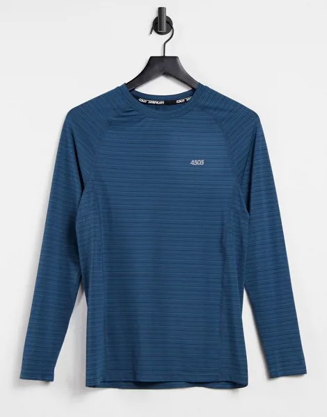 Спортивный облегающий лонгслив из окрашенного меланжа ASOS 4505-Голубой