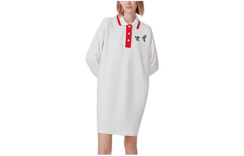Платье с длинными рукавами женское белое - 70V Lacoste