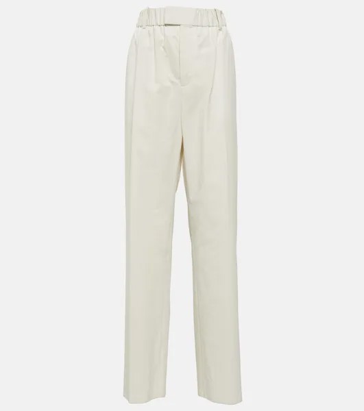 Широкие брюки из смесового хлопка с низкой посадкой BOTTEGA VENETA, белый