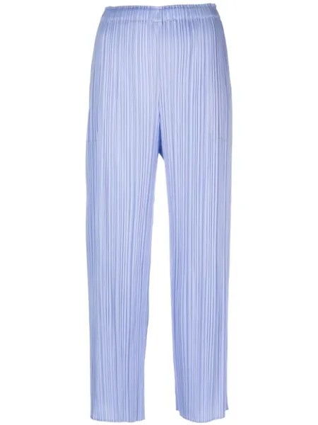 Pleats Please Issey Miyake укороченные плиссированные брюки с завышенной талией, синий