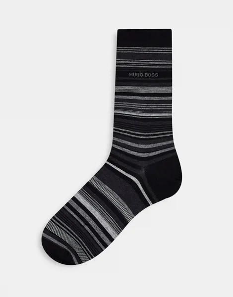 Носки в черную полоску Hugo Boss-Черный цвет