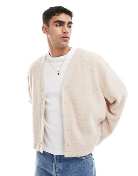 Бежевый вязаный кардиган ASOS DESIGN