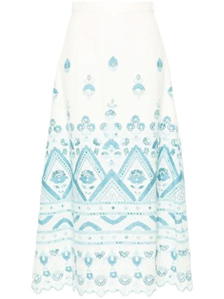 ETRO юбка миди с английской вышивкой, белый