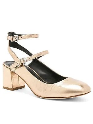 Женские кожаные туфли-лодочки REBECCA MINKOFF Gold Mary Jane Brooke с носком на блочном каблуке 6,5