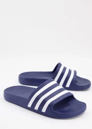 Шлепанцы темно-синего и белого цветов adidas Training Adilette-Темно-синий