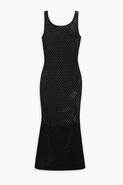 Платье миди открытой вязки с эффектом металлик Dion Lee, черный
