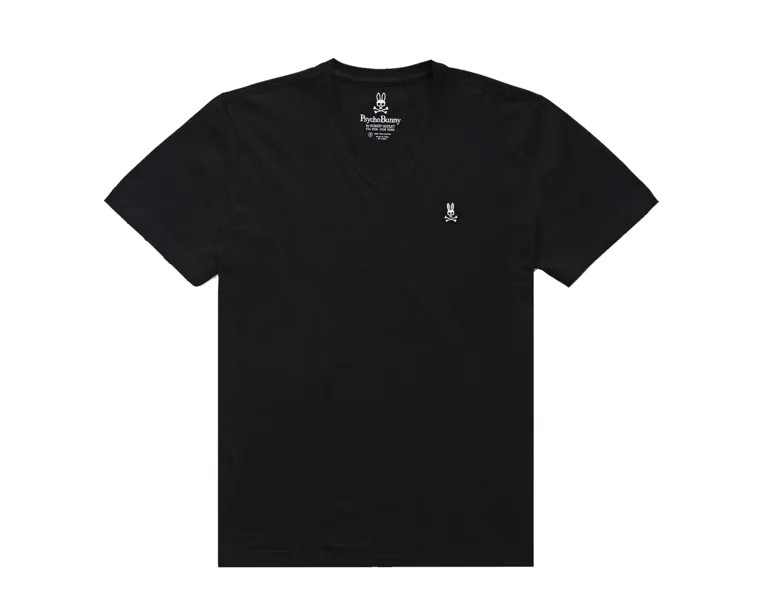 Классическая черная мужская футболка Psycho Bunny с v-образным вырезом B6U100ARPC-BLK, черный