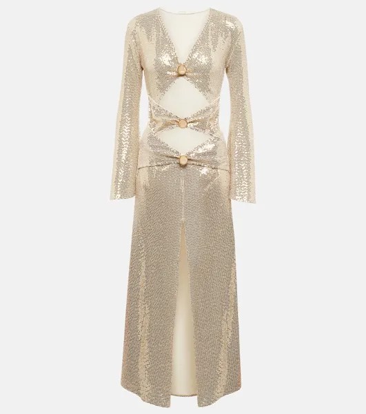 Платье макси Fergie из джерси с вырезами DODO BAR OR, золотой