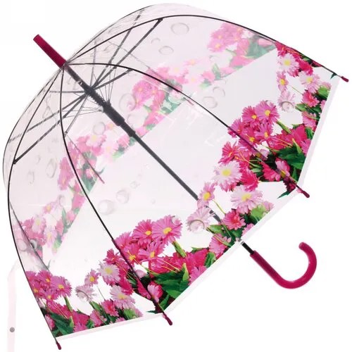 Зонт-трость Ultramarine, полуавтомат, для женщин, зеленый, розовый