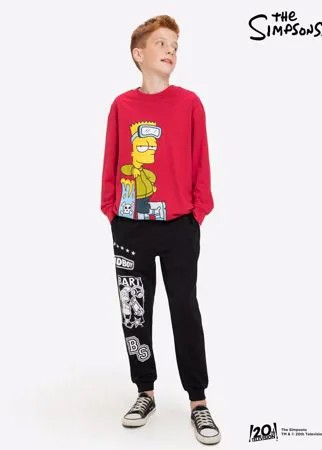Чёрные спортивные брюки Jogger с принтом The Simpsons для мальчика Gloria Jeans