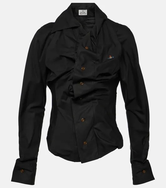 Рубашка из хлопкового поплина со сборками Vivienne Westwood, черный