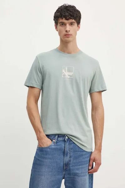 Хлопковая футболка Calvin Klein Jeans, зеленый