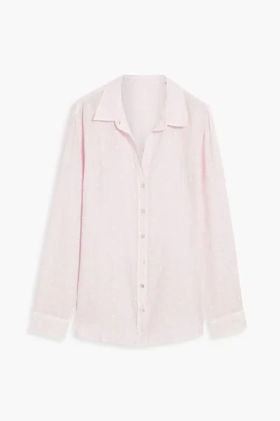 Льняная рубашка в швейцарский горошек 120% LINO, розовый