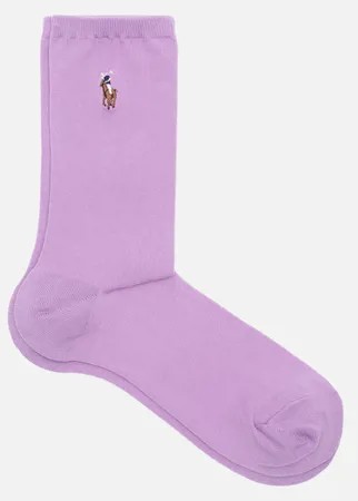 Носки Polo Ralph Lauren Flat Knit Polo Pony Crew Single, цвет фиолетовый, размер 35-40 EU
